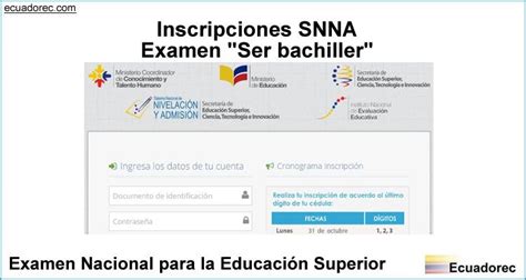 Como Inscribirse En El SNNA Para Rendir El Examen Ser Bachiller Ecuadorec