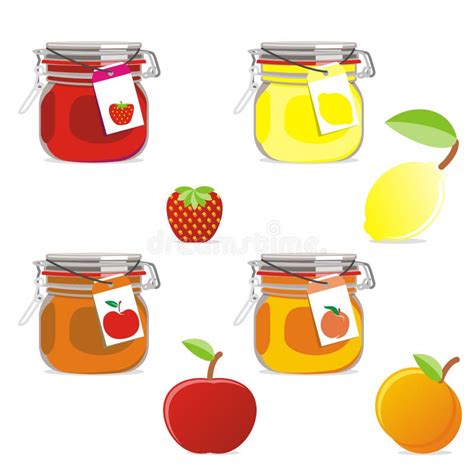 Vector Set Of Jars With Berry And Fruit Jam Stock Vector