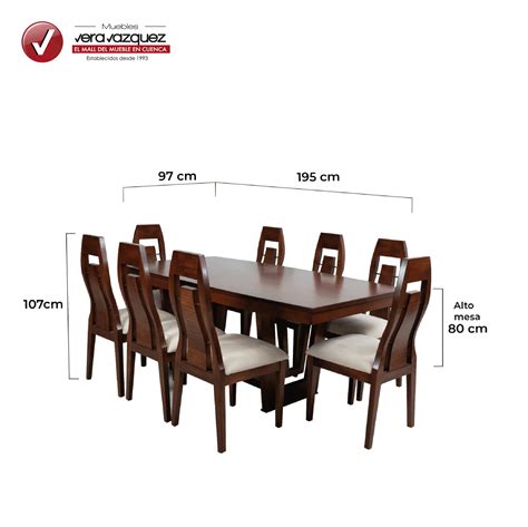 COMEDOR CAMILA 8 SILLAS CON BASE PEDESTAL Muebles Vera Vázquez