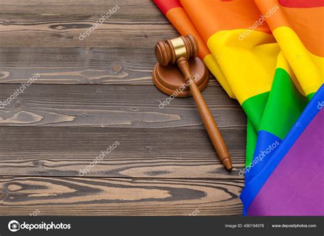 Woden Judge Mallet Symbol Of Law And Justice With Lgbt Flag In Rainbow