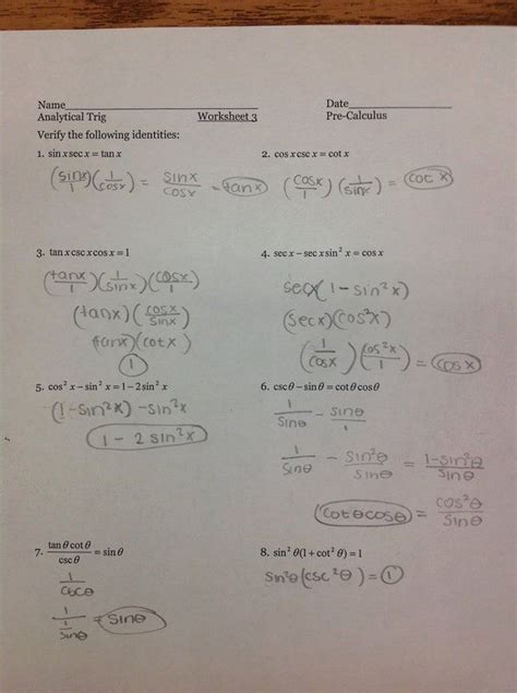 Verifying Trig Identities Worksheet Pro Worksheet