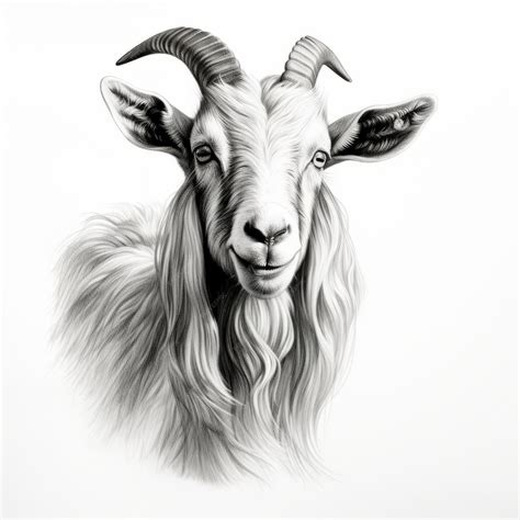 Premium AI Image | Realistic Black And White Goat Portrait Tattoo Drawing