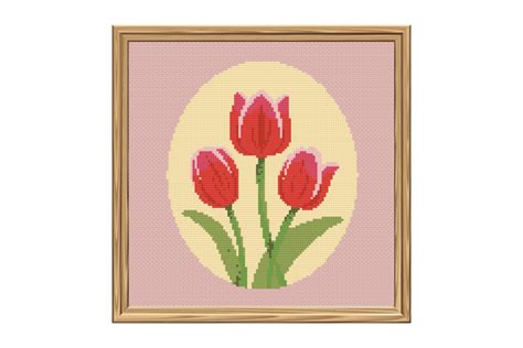 Vintage Tulips Cross Stitch Pattern Graphic By Creative Fabrica