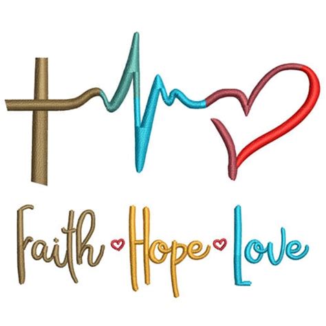 Faith Hope And Love Embroidery Design Hearts Embroidery File Etsy