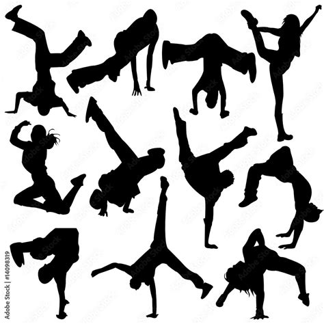 silhouette break dance - girl dance Stock Vector | Adobe Stock