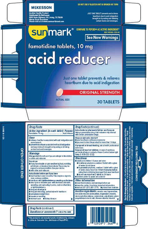 Ndc Sunmark Acid Reducer Famotidine Tablet Film Coated Oral