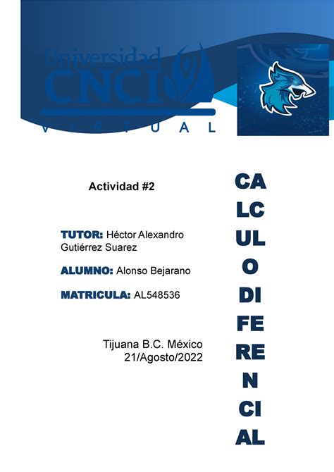 Calculo Diferencial Actividad Actividad Tutor H Ctor Alexandro