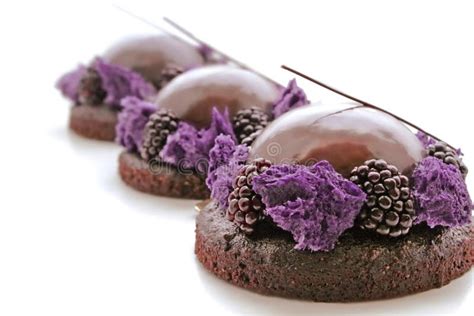 Purple Chocolate Mousse Desserts With Shiny Mirror Glaze Microwave