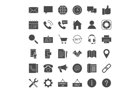 Contact Us Line Art Icons By Annaleni Thehungryjpeg