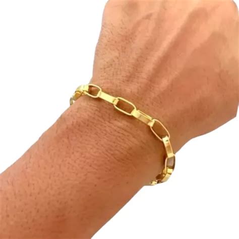 Pulseira Tijolinho 7mm Banhado A Ouro 18k Parcelamento Sem Juros