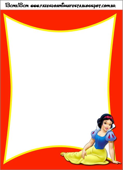 Branca de Neve Kit Completo molduras para convites rótulos para