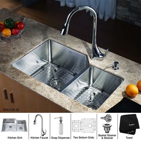 Kraus Inch Undermount Double Bowl Stainless Steel Kitchen Sink With