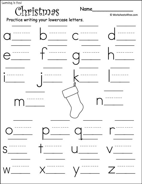 Free Christmas Lowercase Letter Writing Worksheet Worksheets4free