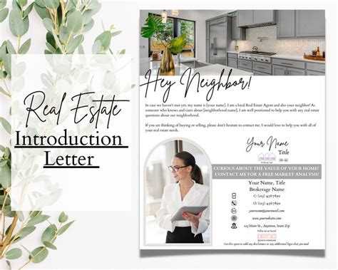 Realtor Introduction Letter Real Estate Newsletter Canva Printable