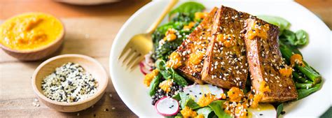 Ginger Tofu With Broccolini And Carrot Ginger Dressing