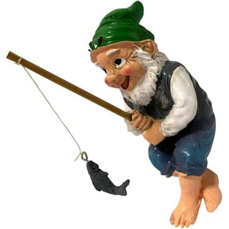 Surrme Fishing Gnome Statue Miniature Fairy Garden Pond Figurine Resin ...