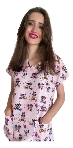 Blusa Pijama Cir Rgico Estampado Scrub Minnie E Mickey Mercadolivre