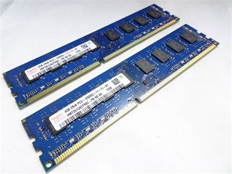 【目立った傷や汚れなし】美品 Hynix デスクトップpc用 メモリー Ddr3 1600 Pc3 12800u 1枚4gb×2枚組 合計