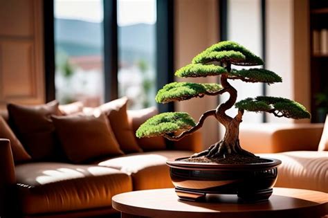 Premium Ai Image Exquisite Bonsai Tree Centered On A Table With