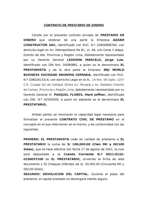 Introducir Imagen Modelo De Contrato De Devolucion De Dinero