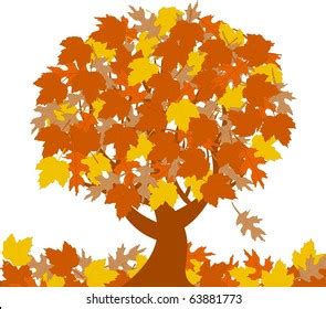 Vector Illustration Autumn Tree Isolated On