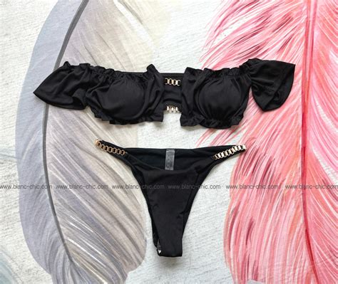 BLANC CHIC Chain Tube Off Shoulder Bikini KOODING