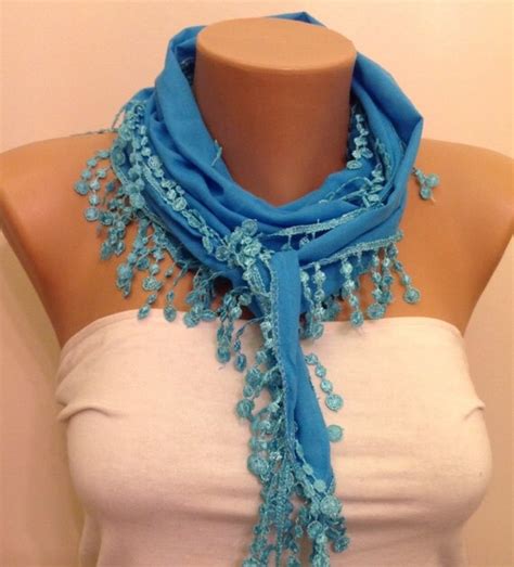 Blue Lace Scarf Womens Fashion T For Her Blue Lace