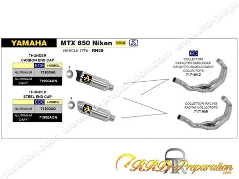 Línea completa de escape ARROW THUNDER para YAMAHA MTX 850 NIKEN de