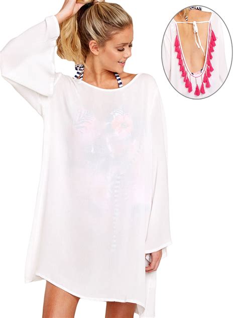 Plus Size Cold Back Sexy Chiffon Swim Cover Ups For Women Bikini Warp