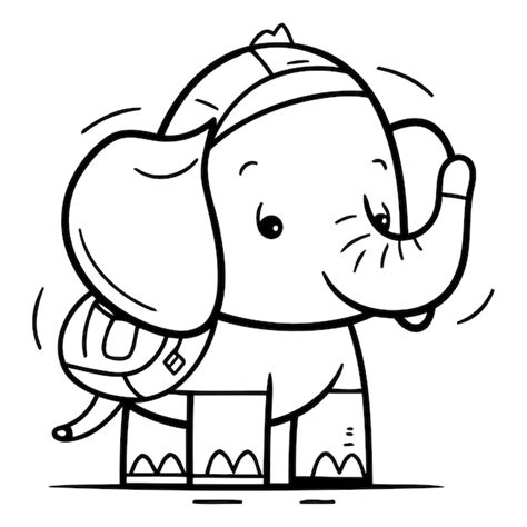 Elephant De Dessin Animé Mignon Avec Illustration Vectorielle De Sac à