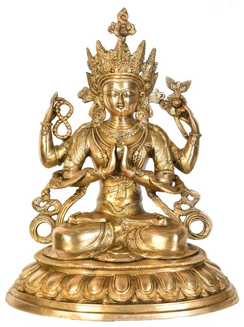 Tibetan Buddhist Deity Chenrezig Four Armed Avalokiteshvara In