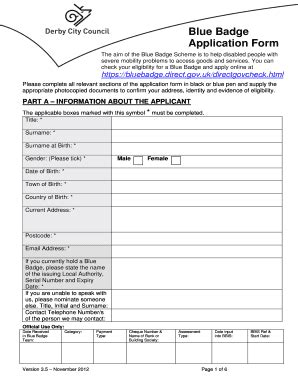 Blue Badge Derby Form Fill Out And Sign Printable Pdf