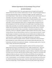 Reflection Paper Based On The Psychoanalytic Theory Of Freud Abdulhalem