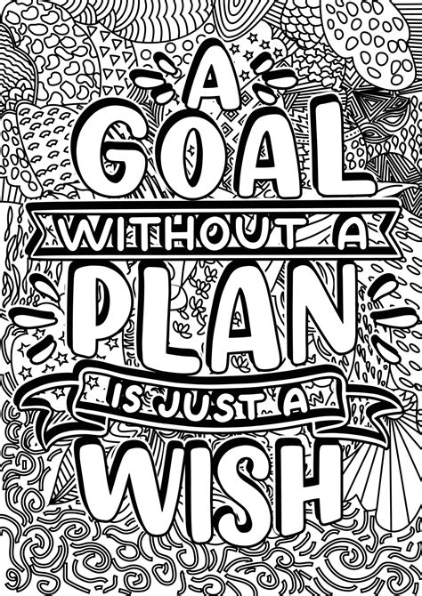 A Goal Without A Plan In Just A Wish Motivational Quotes Coloring