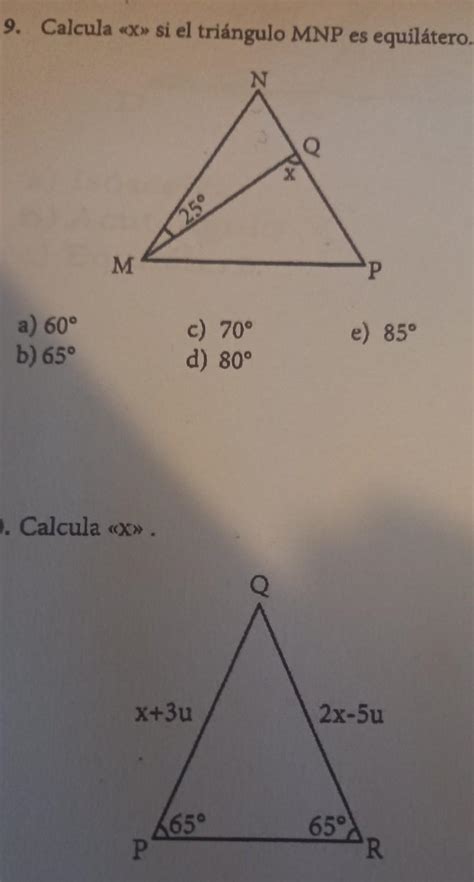 Calcula x si el triángulo MNP es equilátero ayudame con todo el