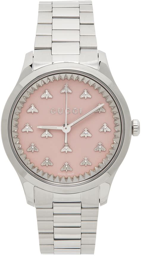 Gucci Silver Pink G Timeless Multibee Watch Gucci