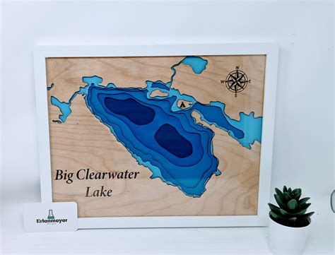 Big Clearwater Lake Manitoba Bathymetric Map Erlenmeyer Designs Science Design