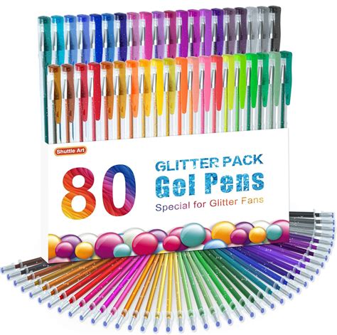 Glitter Gel Pens Shuttle Art 80 Pack Gel Pens 40 Colours Glitter Gel