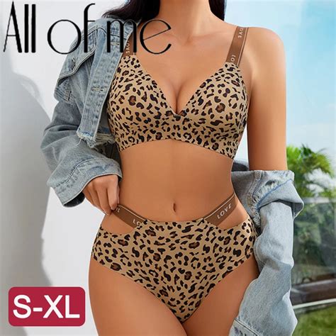 2 Pieces Leopardo Roupa Interior Sexy Lingerie Suti Sem Costura