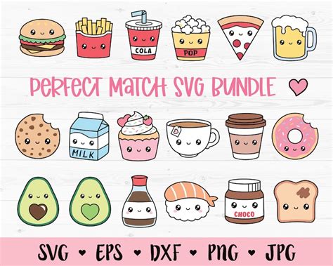 Kawaii Comida Svg Paquete Perfect Match Archivo De Corte Etsy Espa A