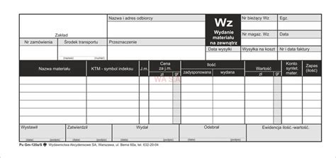 Wydanie materiału na zewnątrz WZ 6 poz samokop Wydawnictwa