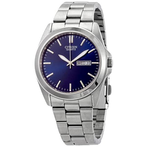 citizen mens bf  quartz  stainless steel blue dial date
