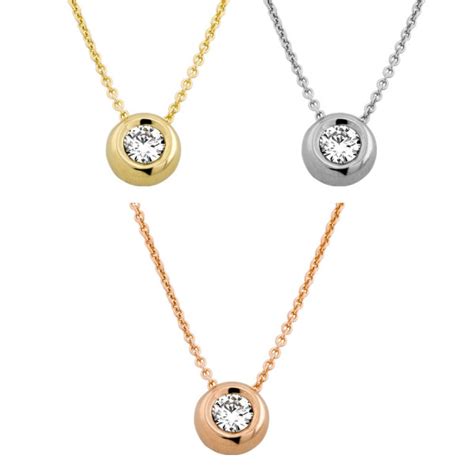 585er Gold Collier mit Diamant 0 15ct Anhänger Kette Solitär Brillan