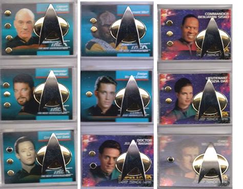 Captain Picard Star Trek Next Gen Communicator Pin Rank Pip Set On