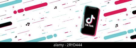 Tik Tok Banner With Copyspace Logo On The Screen Phone With A Modern