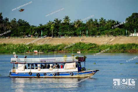 Ferry On The Mekong River At Phnom Penh Stock Photo Picture And