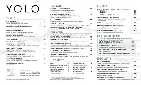 YOLO Restaurant Menu - Fort Lauderdale, Florida | Sirved