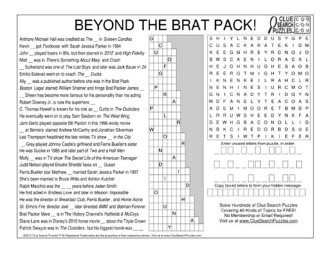 BEYOND THE BRAT PACK TRIVIA QUIZ