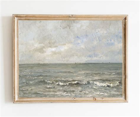 Muted Oceanscape Vintage Seascape Ocean Water Oil Painting Etsy