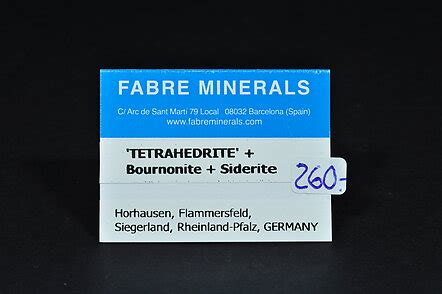 Tetrahedrite Subgroup With Bournonite And Siderite Horhausen